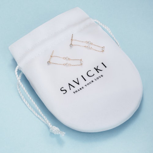 Kolczyki Savicki: dwukolorowe złoto, perły, diamenty